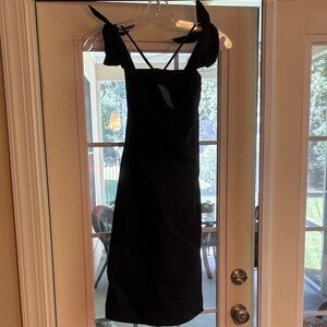 Ann Taylor Black Midi Dress with Strappy Details